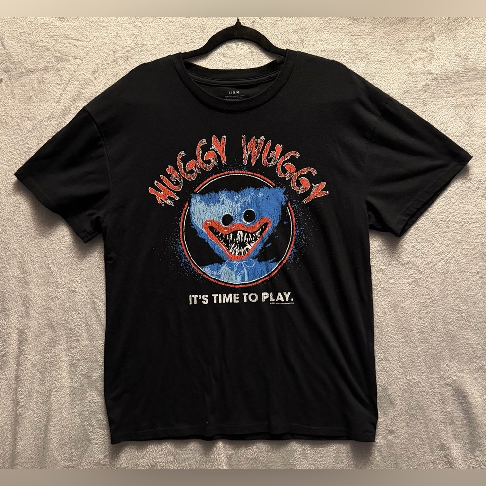 Poppy Playtime Huggy Wuggy "It's Time To Play" Black Unisex Shirt- Large